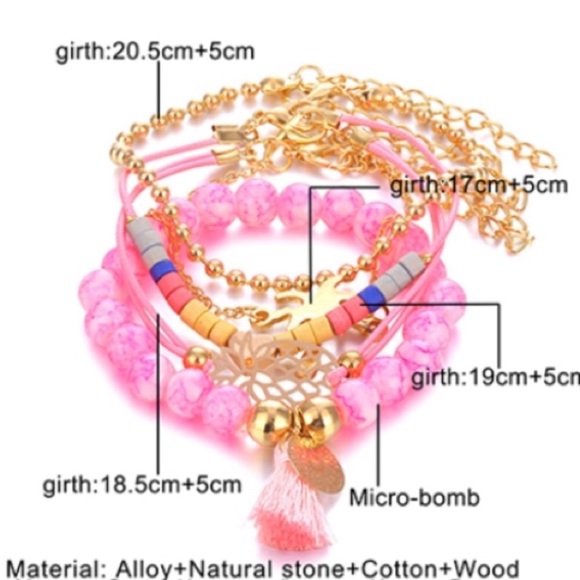 5-Piece “Pink Paradise” Layering Bracelet Set - Picture 2 of 2